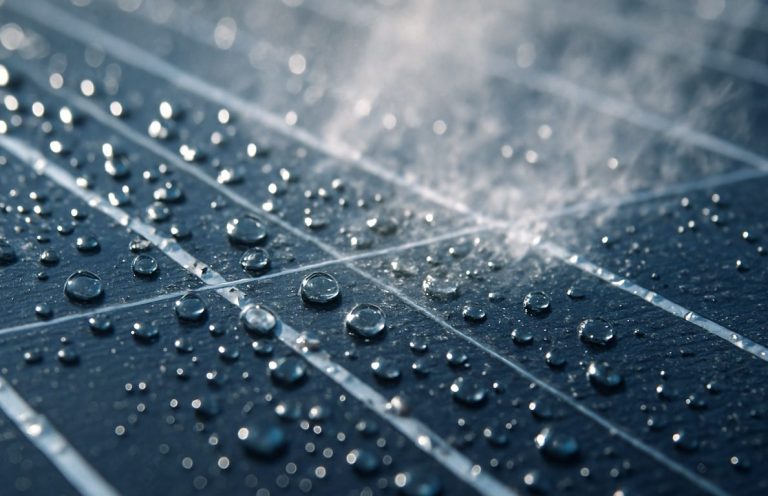 Wassertropfen auf einer Solaranalge